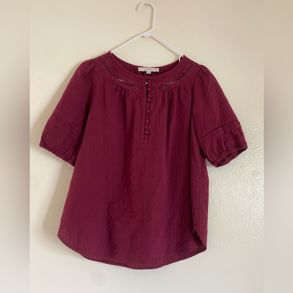LOFT blouse maroon